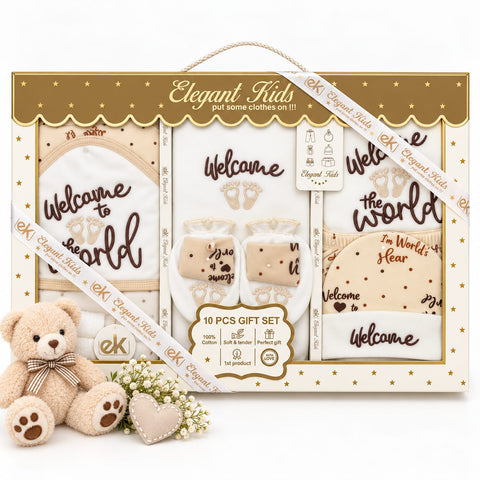 Newborn Velvet Starter Set Box – 10-Piece Baby Welcome Gift Set in Skin