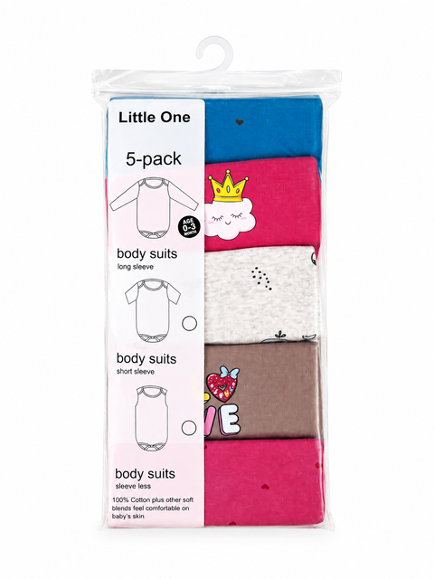 LO - Pack of 5 - Long Sleeve Bodysuits