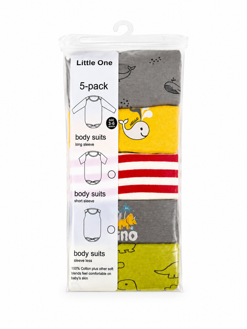 LO - Pack of 5 - Long Sleeve Bodysuits