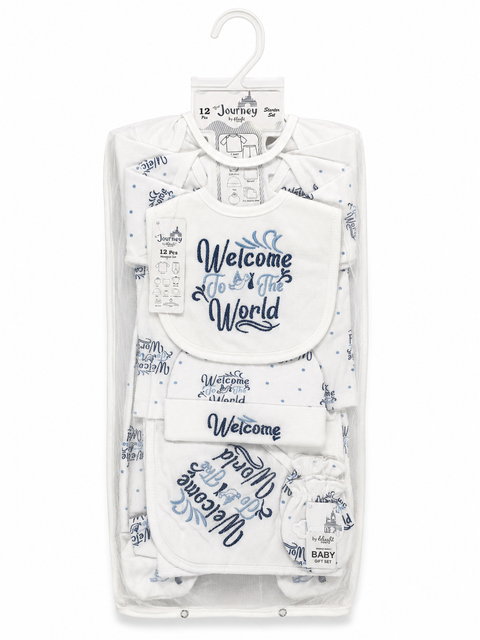 Newborn 12 Piece Fleece Starter Set Welcome – White | Soft Winter Baby Clothing Set | 0+ Months