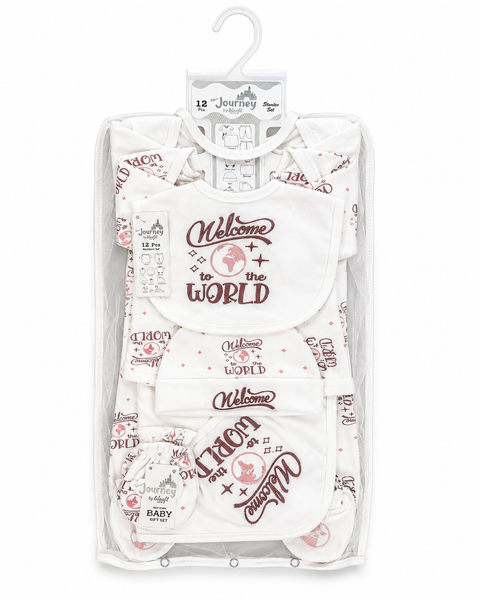 Newborn 12 Piece Fleece Starter Set Welcome – White | Soft Winter Baby Clothing Set | 0+ Months
