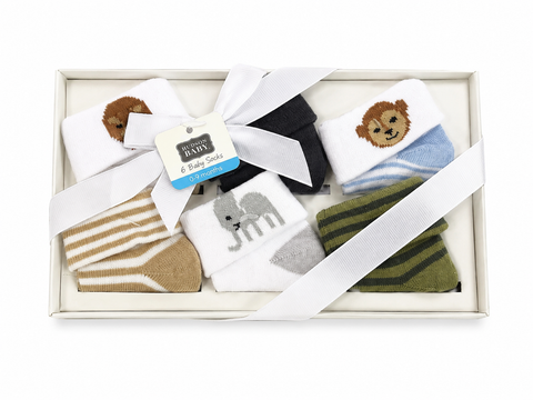 Hudson - Pair of 6 Socks - Boys - (0-9 Months)