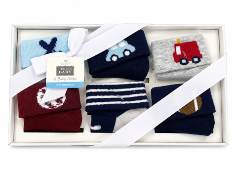 Hudson - Pair of 6 Socks - Boys - (0-9 Months)