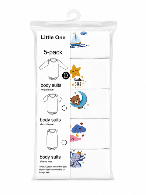 LO - Pack of 5 - Long Sleeve Bodysuits - Characters