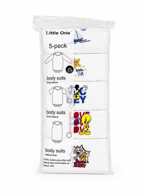 LO - Pack of 5 - Long Sleeve Bodysuits - Characters