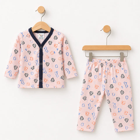 Cotton Jersey Night Suit - Pink - Skate & Car - 26 - TBS