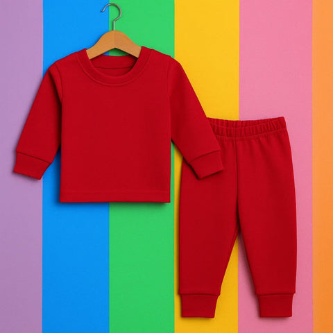 Thermal Round Neck Pajama Warmer Set Red for Baby & Kids | Winter Thermal Innerwear