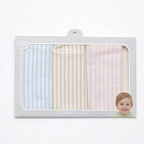 Rablo - Pack of 3 Face Towels - Thin Lining - Blue Pink Brown