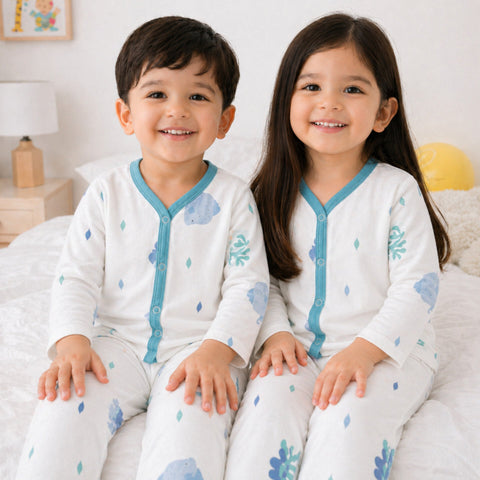 TBS - Cotton Jersey - Night Suit - Blue - Fish - 26