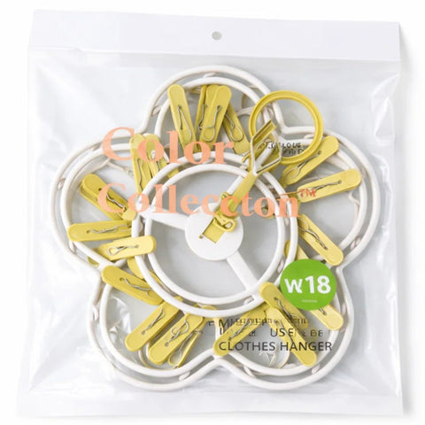Multiuse  - Laundry Hangers - Yellow - 18 Clips