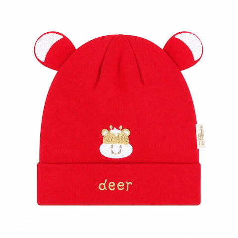 Imported Soft Winter Cap - Red Deer –  (0–3 Months)