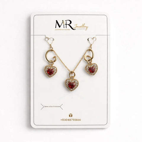 MR - 2 Pieces - Jewelry Set - Golden - Heart