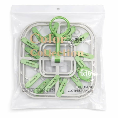 Multiuse  - Laundry Hangers - Light Green - 16 Clips