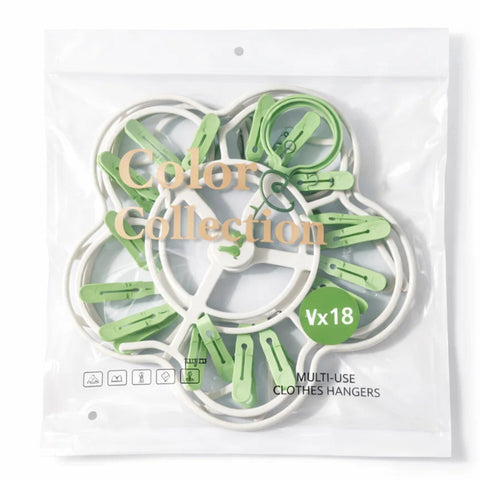 Multiuse  - Laundry Hangers - Light Green - 18 Clips