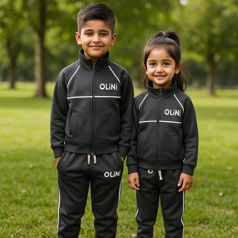 Kids Polyester Fleece Track Suit – Charcoal | Warm & High-Quality - OLINI