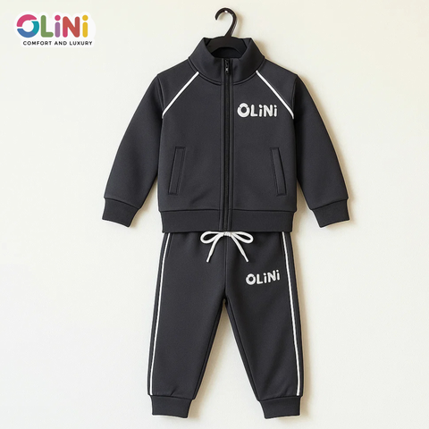 Kids Polyester Fleece Track Suit – Charcoal | Warm & High-Quality - OLINI
